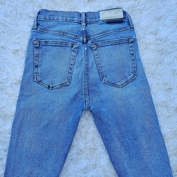 Size 24 Crop Jeans High Rise Ankle Re/Done Distressed Stretch Denim Button Fly - Picture 10 of 11
